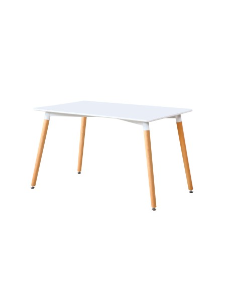 Mesa Comedor Fija Nordika 140 X 80 Cm  Blanco / Haya