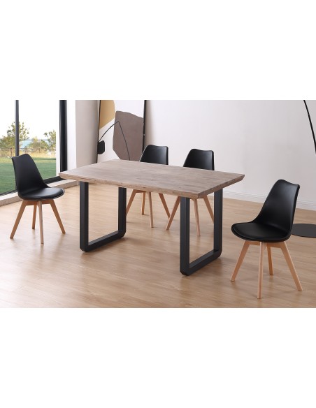 Mesa Comedor Fija Roma 150 X 90 Cm  Roble Honey / Negro