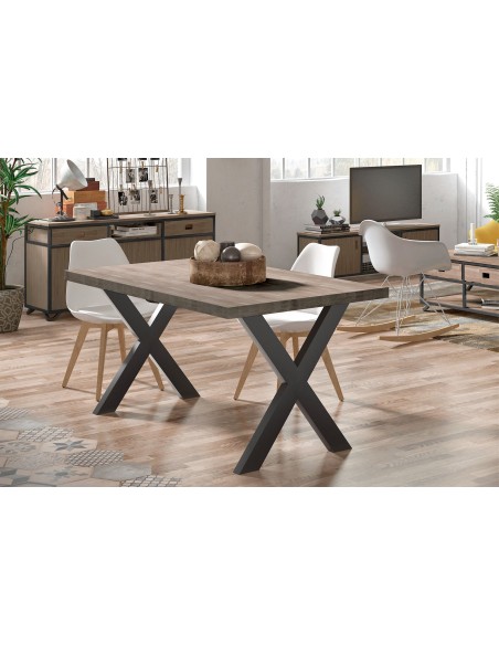 Mesa Comedor Fija X-Loft 160 X 90 Cm  Roble American / Negro