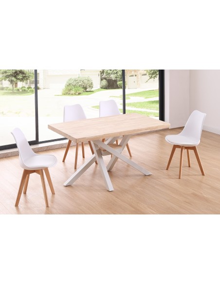 Mesa Comedor Fija Xena 140 X 80 Cm  Roble Nordish / Blanco