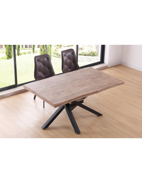 Mesa Comedor Fija Xena 150 X 90 Cm  Roble Honey / Negro Tapa Con Forma