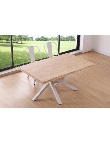 Mesa Comedor Fija Xena 150 X 90 Cm  Roble Nordish / Blanco Tapa Con Forma