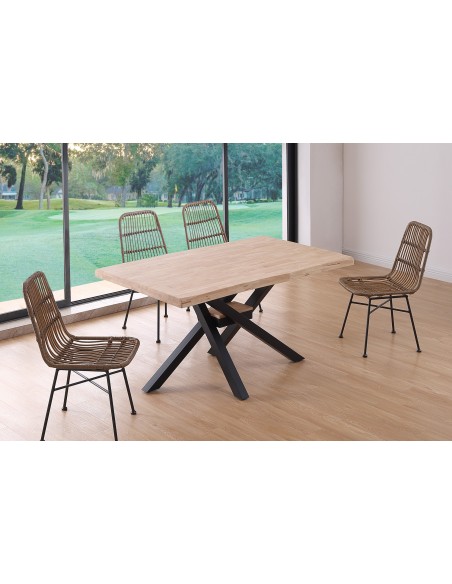 Mesa Comedor Fija Xena 150 X 90 Cm  Roble Nordish / Negro Tapa Con Forma