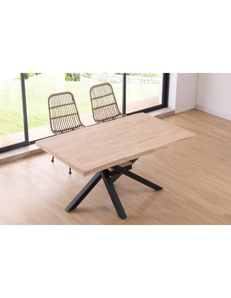 Mesa Comedor Fija Xena 150 X 90 Cm  Roble Nordish / Negro Tapa Con Forma