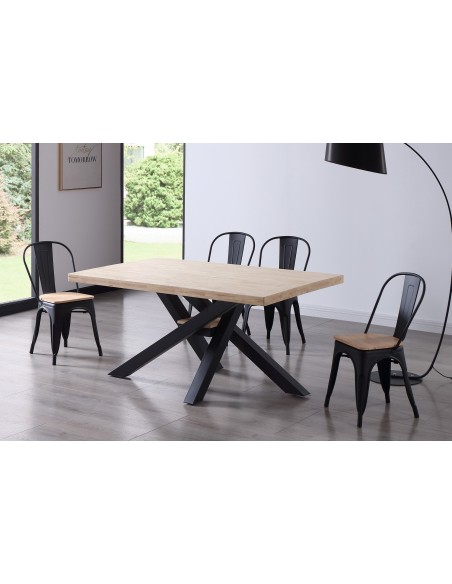 Mesa Comedor Fija Xena 160 X 100 Cm Roble Nordish / Negro
