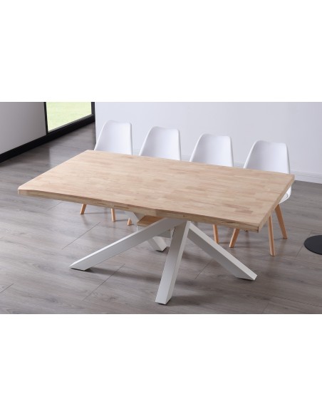 Mesa Comedor Fija Xena 180 X 100 Cm  Roble Nordish / Blanco Tapa Con Forma
