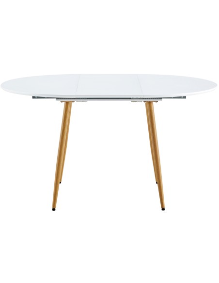 Mesa Comedor Redonda Extensible Artic 100 - 140 X 100 Cm Blanco / Oak