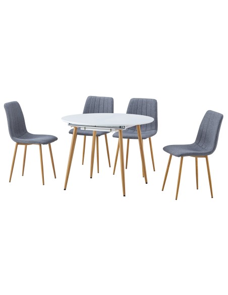 Mesa Comedor Redonda Extensible Artic 100 - 140 X 100 Cm Blanco / Oak