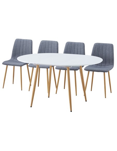 Mesa Comedor Redonda Extensible Artic 100 - 140 X 100 Cm Blanco / Oak