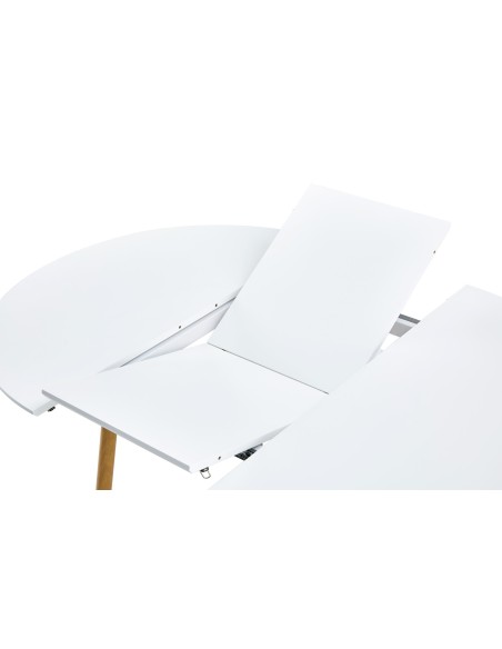 Mesa Comedor Redonda Extensible Artic 100 - 140 X 100 Cm Blanco / Oak