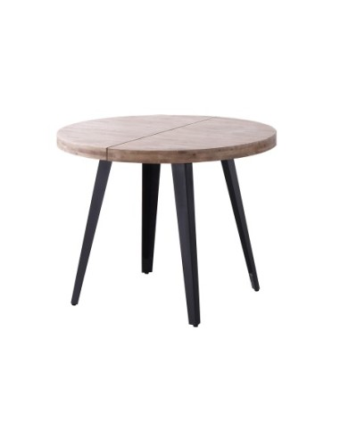 Mesa Comedor Redonda Extensible Berg 100 - 140 - 180 Cm  Roble Honey / Negro