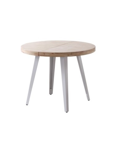 Mesa Comedor Redonda Extensible Berg 100 - 140 - 180 Cm Roble Nordish / Blanco