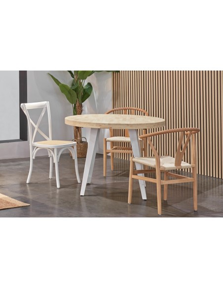 Mesa Comedor Redonda Extensible Berg 100 - 140 - 180 Cm Roble Nordish / Blanco