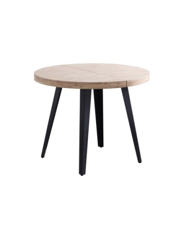 Mesa Comedor Redonda Extensible Berg 100 - 140 - 180 Cm Roble Nordish / Negro