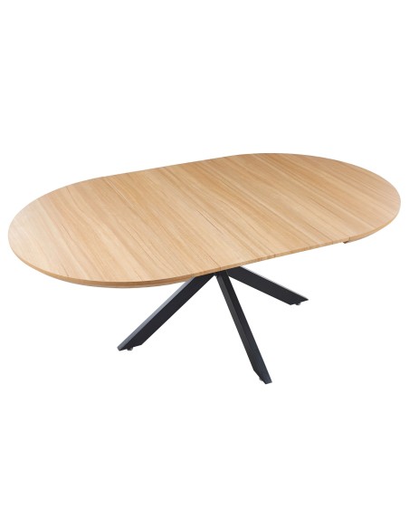Mesa Comedor Redonda Extensible Cross 130 - 170 - 210 X 130 Cm Oak / Negro