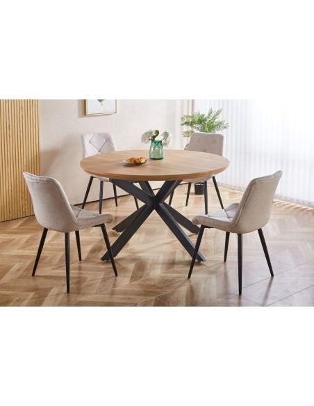 Mesa Comedor Redonda Extensible Cross 130 - 170 - 210 X 130 Cm Oak / Negro