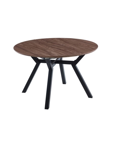 Mesa Comedor Redonda Extensible Delta 120 - 160 Cm Nogal / Negro