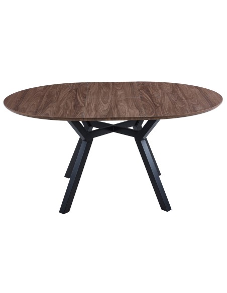 Mesa Comedor Redonda Extensible Delta 120 - 160 Cm Nogal / Negro