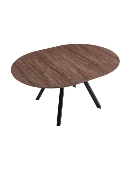 Mesa Comedor Redonda Extensible Delta 120 - 160 Cm Nogal / Negro