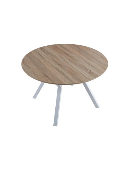 Mesa Comedor Redonda Extensible Delta 120 - 160 Cm Oak / Blanco