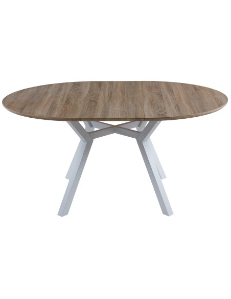 Mesa Comedor Redonda Extensible Delta 120 - 160 Cm Oak / Blanco