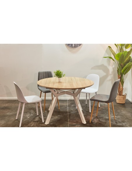 Mesa Comedor Redonda Extensible Delta 120 - 160 Cm Oak / Blanco