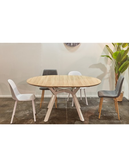 Mesa Comedor Redonda Extensible Delta 120 - 160 Cm Oak / Blanco