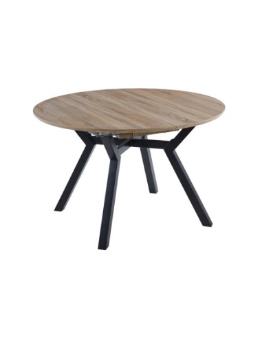 Mesa Comedor Redonda Extensible Delta 120 - 160 Cm Oak / Negro