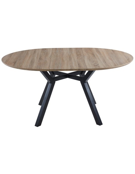 Mesa Comedor Redonda Extensible Delta 120 - 160 Cm Oak / Negro