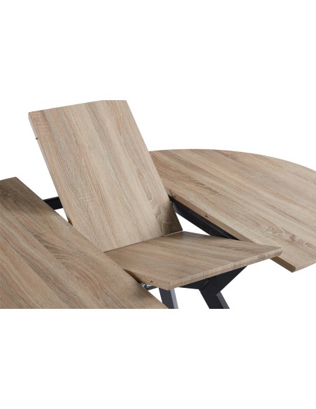 Mesa Comedor Redonda Extensible Delta 120 - 160 Cm Oak / Negro