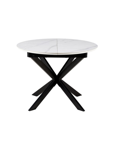 Mesa Comedor Redonda Extensible Ibiza 100 - 140 Cm Ceramic Blanco / Negro