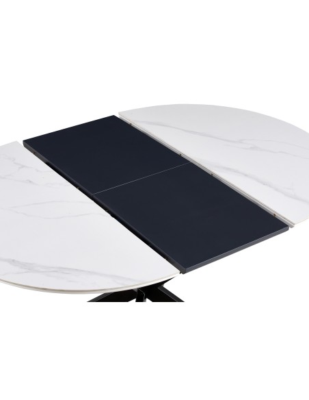 Mesa Comedor Redonda Extensible Ibiza 100 - 140 Cm Ceramic Blanco / Negro