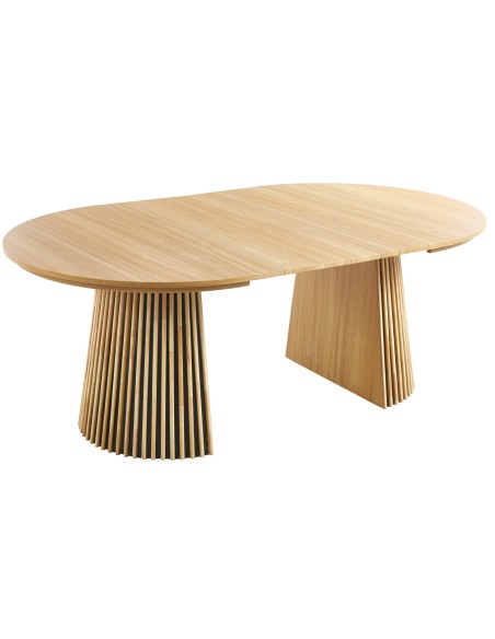 Mesa Comedor Redonda Extensible Keanu 120 - 160 - 200 X 120 Cm Oak