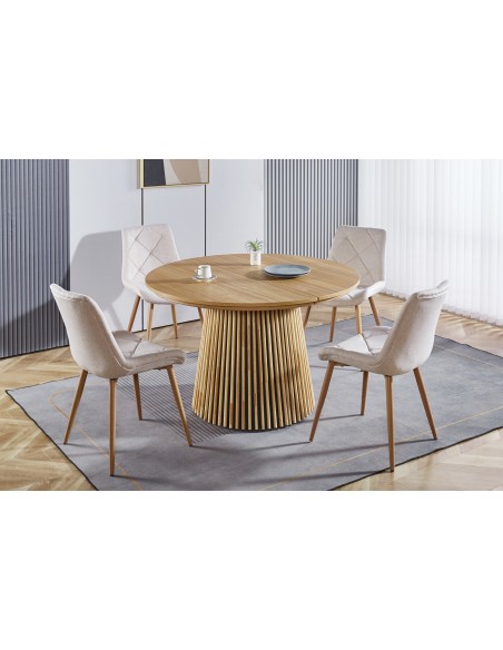 Mesa Comedor Redonda Extensible Keanu 120 - 160 - 200 X 120 Cm Oak