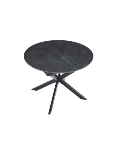 Mesa Comedor Redonda Extensible Vulcano 100 - 140 Cm Ceramic Negro / Negro