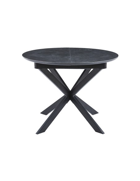 Mesa Comedor Redonda Extensible Vulcano 100 - 140 Cm Ceramic Negro / Negro