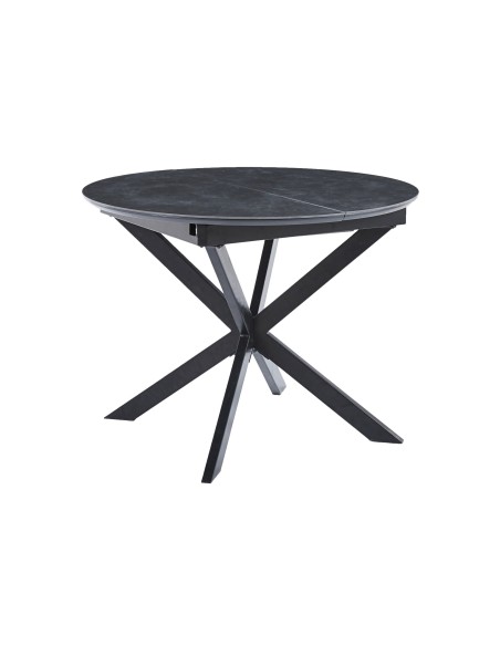 Mesa Comedor Redonda Extensible Vulcano 100 - 140 Cm Ceramic Negro / Negro