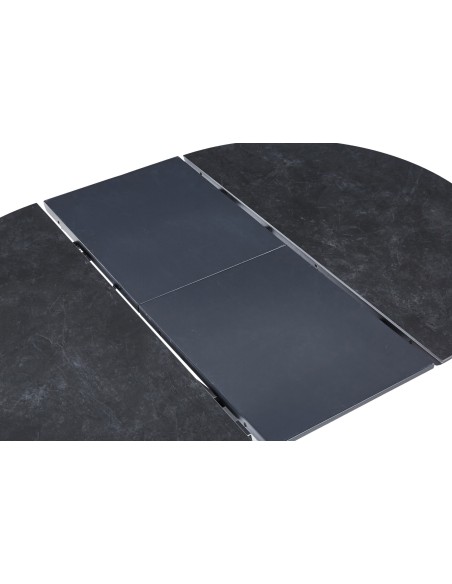 Mesa Comedor Redonda Extensible Vulcano 100 - 140 Cm Ceramic Negro / Negro