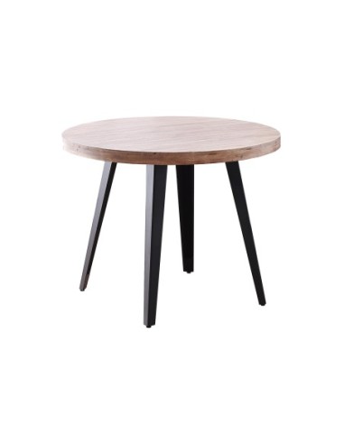 Mesa Comedor Redonda Fija Berg 100 Cm  Roble Honey / Negro