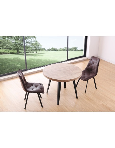 Mesa Comedor Redonda Fija Berg 100 Cm  Roble Honey / Negro