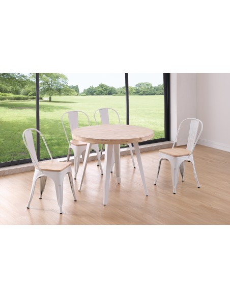 Mesa Comedor Redonda Fija Berg 100 Cm  Roble Nordish / Blanco
