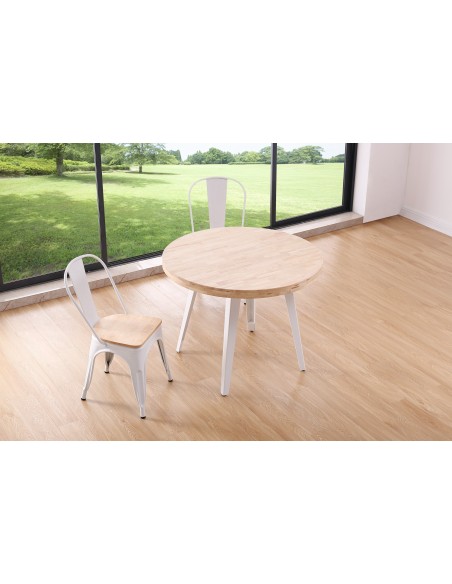 Mesa Comedor Redonda Fija Berg 100 Cm  Roble Nordish / Blanco