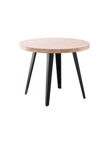 Mesa Comedor Redonda Fija Berg 100 Cm Roble Nordish / Negro