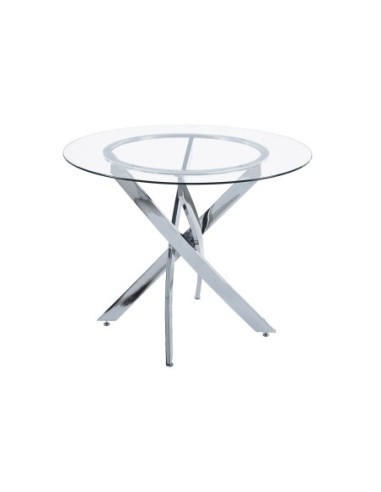 Mesa Comedor Redonda Thunder 100 Cm Cristal / Cromo