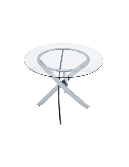 Mesa Comedor Redonda Thunder 100 Cm Cristal / Cromo
