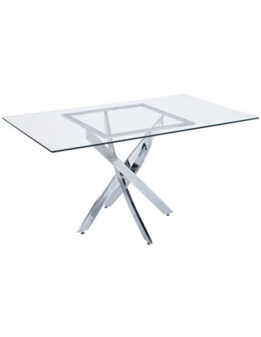 Mesa Comedor Thunder Rectangular 150 X 90 Cm Cristal / Cromo