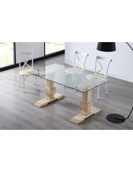 Mesa Comedor Versalles 160 X 90 Cm  Cristal / Nordish