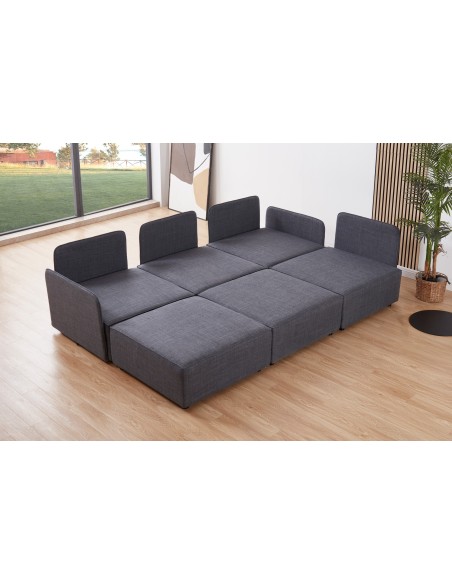 Modulo Con Respaldo 90 X 93 Cm Sofá Modular Mou Tejido Gris