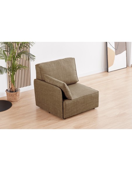 Modulo Con Respaldo Y Brazo Lateral 93 X 93 Cm Sofá Modular Mou Tejido Beige