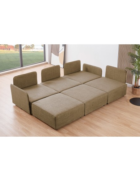 Modulo Con Respaldo Y Brazo Lateral 93 X 93 Cm Sofá Modular Mou Tejido Beige